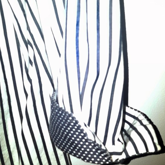 Charter Club Button Down Striped Polka Dot Cuffs Blouse Business Casual Sz 12 - Picture 7 of 11